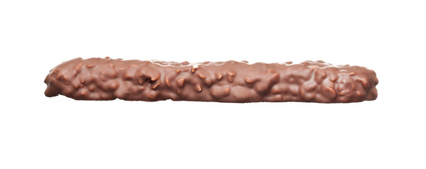 chocolate bar with nuts isolated on white background