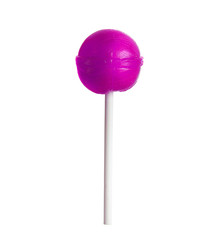 candy on a stick purple color isolated on white background