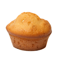 Delicious baked muffins on a white background