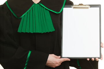  woman lawyer holding empty blank clipboard © Voyagerix