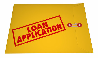 Loan Application Yellow Envelope Stamped Words 3D