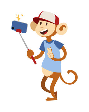 Selfie monkey vector illustration