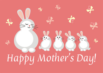 Bunny and four little Bunny rabbits