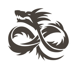 Chinese dragon on white background vector illustration. 