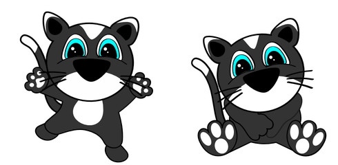 cute baby cat cartoon jumping sit set in vector format