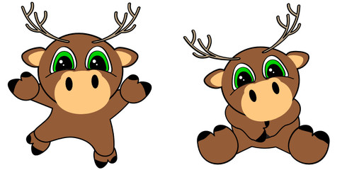 Fototapeta premium cute baby deer cartoon jumping sit set in vector format