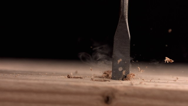 Drill bit spinning, slow motion
