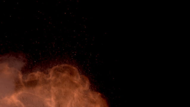 Fireball explosion, closeup, slow motion