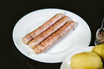 Bavarian sausages on a plate