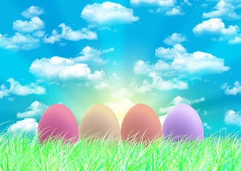 Fototapeta premium Happy Easter and eggs Easter