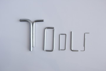 set of mechanical hand tools on white background