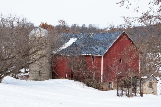 Winter Barn and Silo