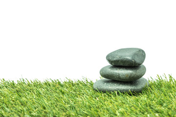 Stone with green grass