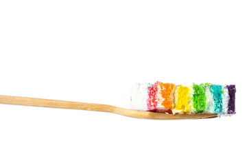 Rainbow cake isolate on white