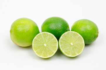 green lemon isolated on a white background