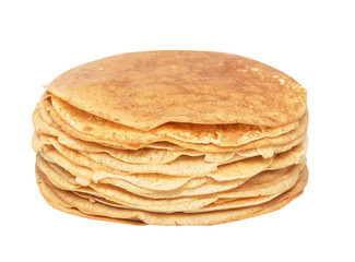 Stack of delicious pancakes, pile, Maslenitsa, shrovetide, mardi gras, isolated on white