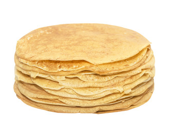 Stack of delicious pancakes, pile, Maslenitsa, shrovetide, mardi gras, isolated on white