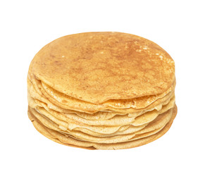 Stack of delicious pancakes, pile, Maslenitsa, shrovetide, mardi gras, isolated on white
