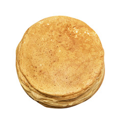 Stack of delicious pancakes, pile, Maslenitsa, shrovetide, mardi gras, isolated on white
