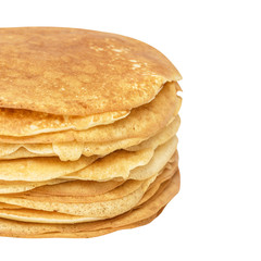 Stack of delicious pancakes, pile, Maslenitsa, shrovetide, mardi gras, isolated on white