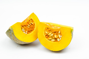 pieces of pumpkin isolated on a white background