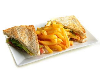 Sandwiches with French fried potatoes