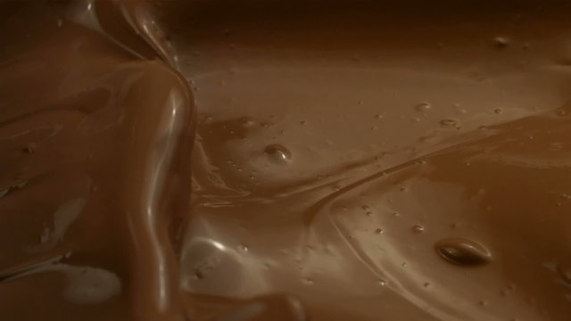 Molten chocolate, slow motion