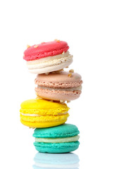 Colorful macaroons isolate on white.