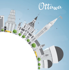 Ottawa Skyline with Gray Buildings and Copy Space.