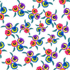 Vintage watercolour flower background pattern.