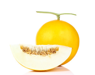 Fototapeta na wymiar yellow melon isolated on white background