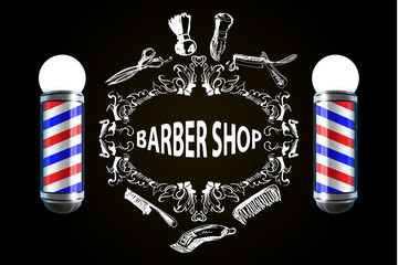 vector illustration Barber Poles, barber shop