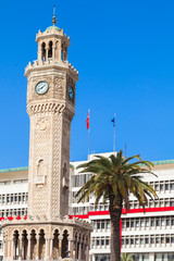 Fototapeta premium Historical clock tower, Izmir city, Turkey
