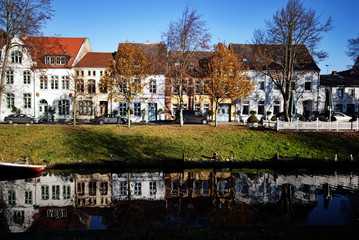 Fototapeta na wymiar Town canal in Friedrichstadt