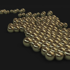 Gold sphere molecules in a studio environment.