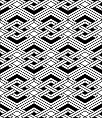 Monochrome illusory abstract geometric seamless pattern 3d