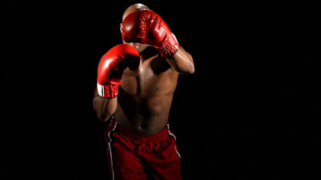 Boxer punching, slow motion