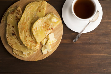 Vegetarian tortilla with potatoes and butter