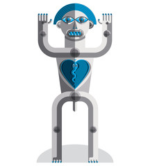 Cubism theme vector graphic illustration, modernistic symbol. Ge