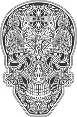 human skull made of flowers