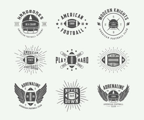 Set of vintage rugby and american football labels, emblems  - Powered by Adobe