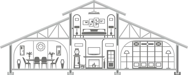 house interior silhouette. Vector illustration