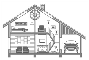 house interior silhouette. Vector illustration