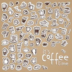 vector doodle coffee icons