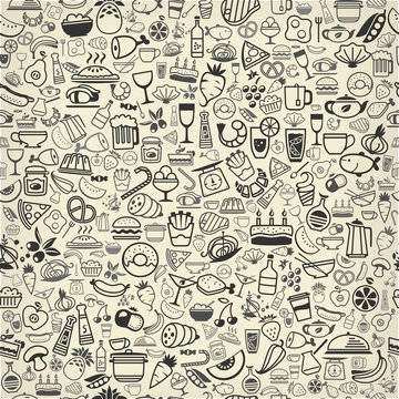 seamless backround made of food and drink icons