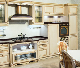 Interior design. Kitchen in classic style
