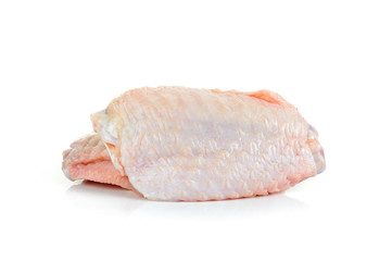 Raw chicken wing isolated on white background