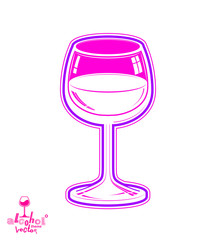 Realistic 3d wineglass, beverage theme illustration. Decorative