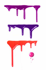 Blots of nail polish isolated on white background