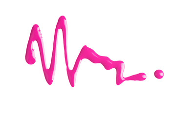 High resolution purple nail polish spill on white background